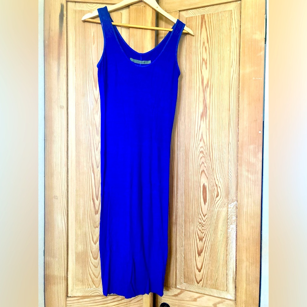 Enza Costa size medium silk ribbed midi tank dress in Atlantic